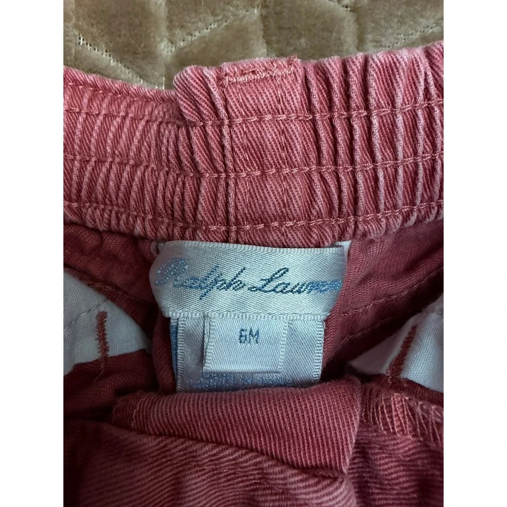 Polo Ralph Lauren Pants‎ 6M Coral Pink Authentic Dungarees Preppy Cotton Twill